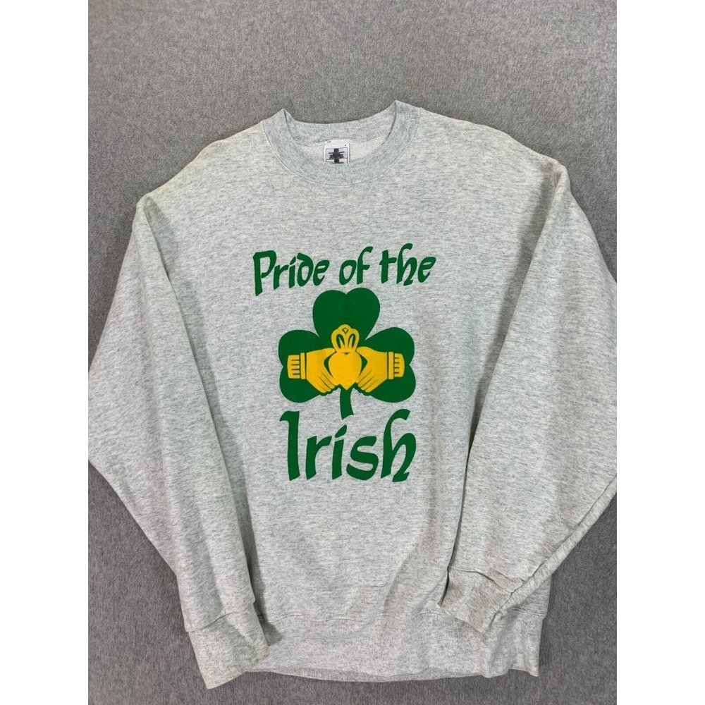 Notre Dame Irish PRIDE OF THE IRISH Campus Crew Sweatshirt (Men's XL) Gray‎